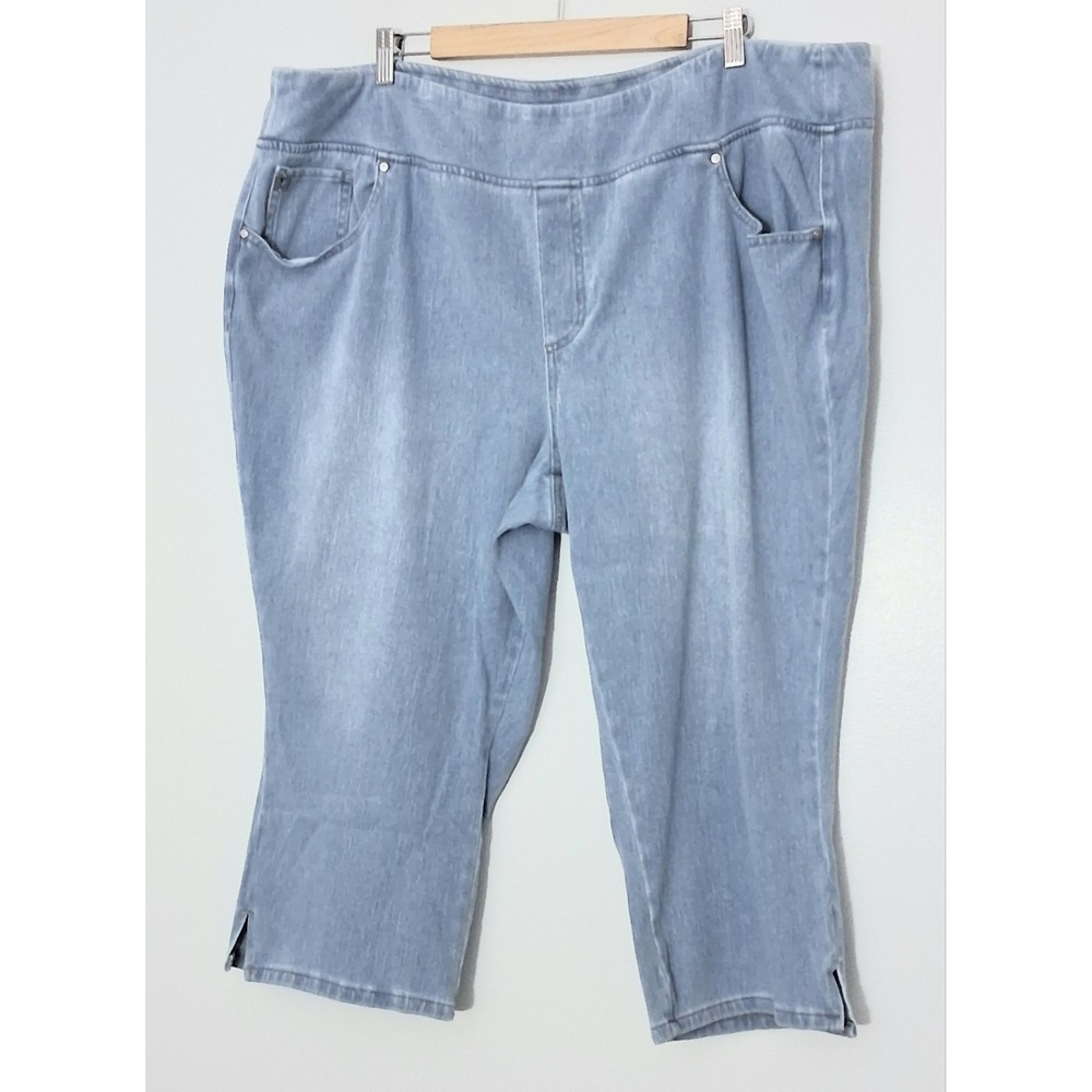 Belle By Kim Gravel Capri Jeans Women's Size 26W Flexibelle Light‎ Wash Pullon